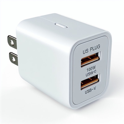 Chargeur mural GaN 100W avec double USB-C et USB-A, prise US