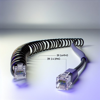 RJ11 6P4C câble téléphonique en spirale 12FT mâle à mâle 24AWG
