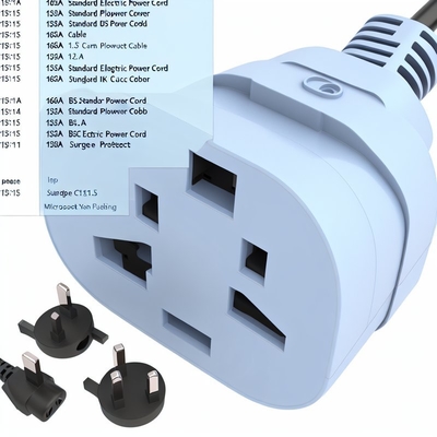 Cordon d'alimentation britannique BS1363 avec connecteur CEI C5, fusible 3A, 250V