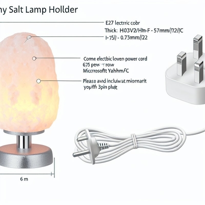 Cordon d'alimentation avec prise britannique à 3 broches vers douille E27 pour lampe de sel, 6 pieds, H03VVH2-F