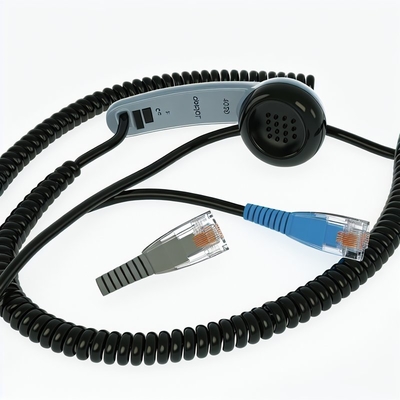Câble téléphonique spiralé RJ9 personnalisé 5 pieds, gaine en PVC noir