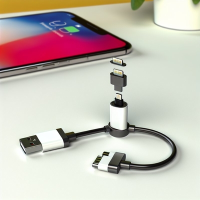 Câble USB magnétique 3-en-1, tressé en nylon, Micro, Type C, 8 broches