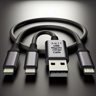 Câble USB magnétique 3-en-1, tressé en nylon, Micro, Type C, 8 broches