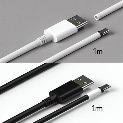 Câble de charge rapide USB A vers Type C 1m Noir Blanc