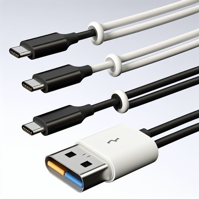 Câble de charge rapide USB A vers Type C 1m Noir Blanc