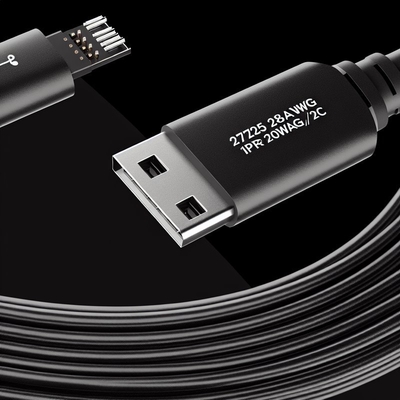 Cable de données USB 2.0 28AWG 1PR 20AWG 2C homme à femme 2A