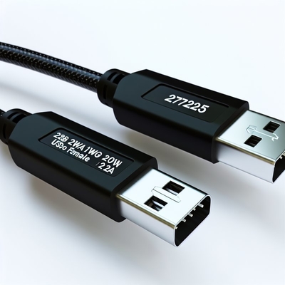 Cable de données USB 2.0 28AWG 1PR 20AWG 2C homme à femme 2A