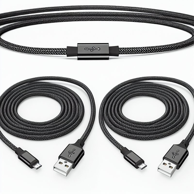Chargement de transfert de données par câble USB 2.0 à micro USB noir de 1 m à 1,5 m