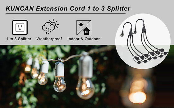 NEMA 5-15P à 3 voies 5-15R séparateur de puissance SJTW 16AWG