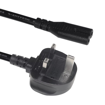 UK 3-Pin to C7 Power Cord with 13A Fuse 1.8m Black
