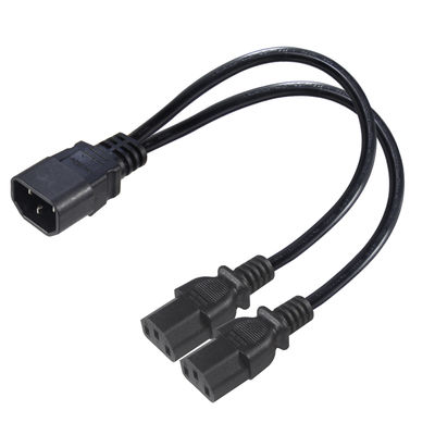 Cable de séparation de courant C14 à double C13 16AWG 10A 250V angle droit