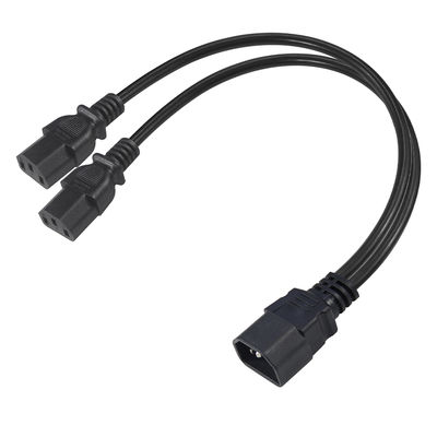 Cable de séparation de courant C14 à double C13 16AWG 10A 250V angle droit