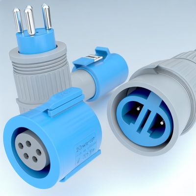 Connecteur de câble Powercon verrouillable 20A 250V Bleu Entrée Gris Sortie