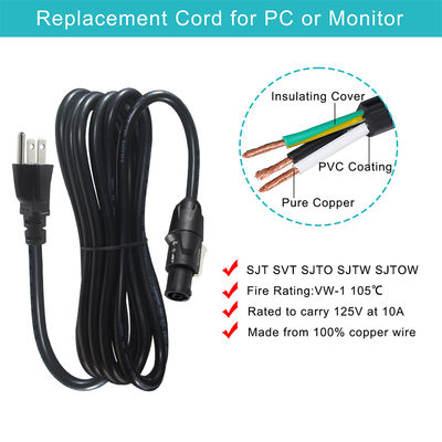 Câble d'alimentation NEMA 5-15P vers PowerCON TRUE1 15A 125V pour audio et éclairage