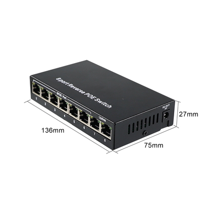 Commutateur PoE inverse à 8 ports avec sortie 12V CC pour caméras IP