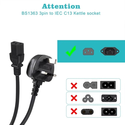 Cordon d'alimentation UK vers IEC C13 1,8M 250V 10A pour moniteur d'ordinateur
