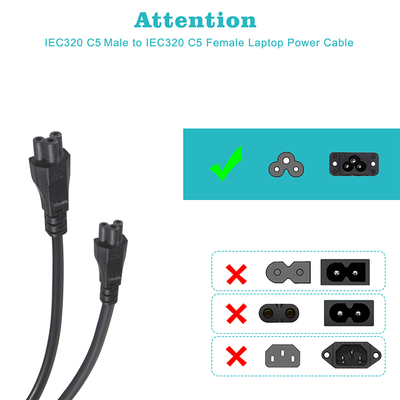 EU Schuko à C5 câble d'alimentation 3 noyau 1.5M 250V pour adaptateur d'ordinateur portable