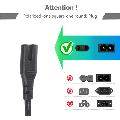 Cordon d'alimentation EU 2 broches vers C7 2.5A 250V pour appareils électroniques