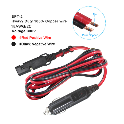 12V SAE au câble d'allume-cigare de voiture avec fusible 15A