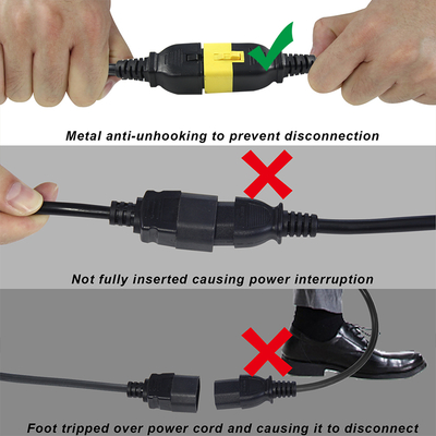 Cordon d'alimentation IEC C20 vers C19 14 AWG 250V 16A PVC noir