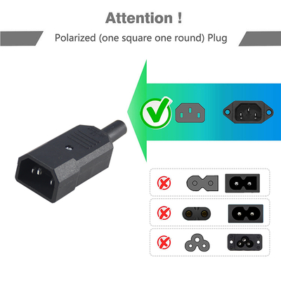 IEC C14 à C5 Adaptateur d'alimentation ABS noir Convertisseur de prise