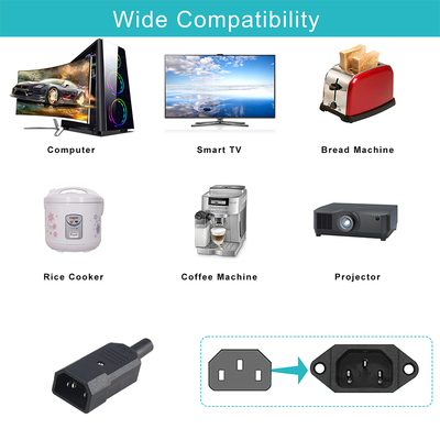IEC C14 à C5 Adaptateur d'alimentation ABS noir Convertisseur de prise