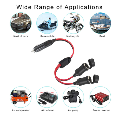 Adaptateur de câble d'extension répartiteur double prise allume-cigare 12V pour alimentation CC GPS, caméra de tableau de bord, tablette