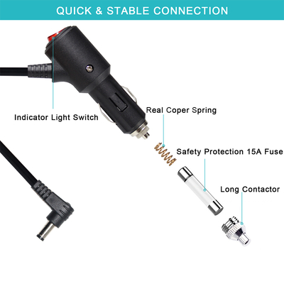 Rallonge de prise de courant de voiture 12V, adaptateur répartiteur multi-prises, câble d'extension CC pour allume-cigare, GPS, caméra de tableau de bord