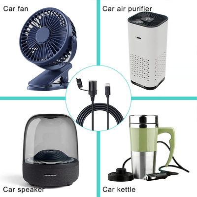 Adaptateur convertisseur d'alimentation USB-C pour allume-cigare de voiture 12V, prise de courant continu avec port Type-C pour téléphone, tablette, GPS, caméra de tableau de bord