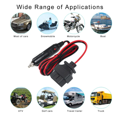 12V allume-cigarettes de voiture connecteur OBD2 connecteur câble d'alimentation de diagnostic avec fusible pour le lecteur de code de scanner automobile ECU