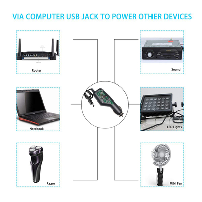 Adaptateur convertisseur d'alimentation de voiture DC 12V 24V à 5V 9V 12V Câble régulateur élévateur abaisseur de tension pour ordinateur portable, routeur, caméra