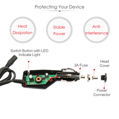 Adaptateur convertisseur d'alimentation de voiture DC 12V 24V à 5V 9V 12V Câble régulateur élévateur abaisseur de tension pour ordinateur portable, routeur, caméra