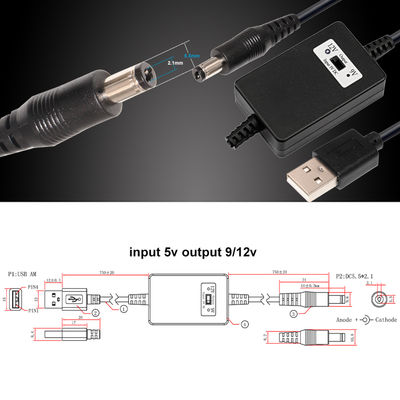 Câble convertisseur d'alimentation CC USB vers 9V 12V, adaptateur élévateur avec connecteur 5,5x2,1mm pour routeur, caméra, haut-parleur, modem, LED
