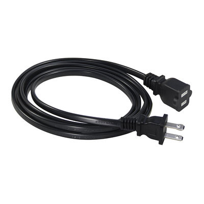 NEMA 1-15P to NEMA 1-15R Power Extension Cord 18AWG Black 2 Prong AC Cable for Appliance Office Equipment Lighting Electronics