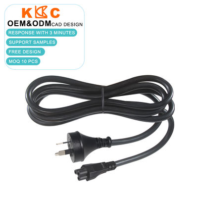 SAA certifié 3-Pin AU Plug à IEC C5 Cordon d'alimentation électrique 10A / 250V câble d'alimentation en courant alternatif 1,8 m Noir