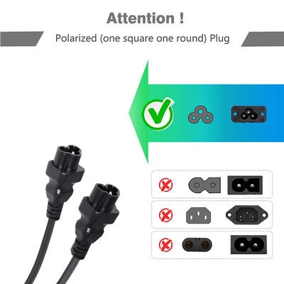 18 AWG IEC 60320 C5 à C6 câble d'adaptateur d'alimentation avec 10A / 125V pour les adaptateurs d'ordinateur portable