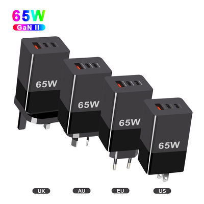 65W Mini Type-C Chargeur rapide PPS Chargeur GaN 65W avec trois ports et technologie A 2C