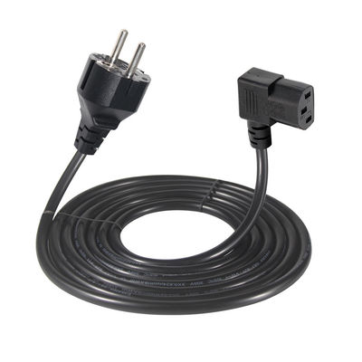 VDE européen Schuko Cee 77 7/7 250V H05vv-F 3G2.5 90 degrés C13 Corde d'alimentation à angle droit