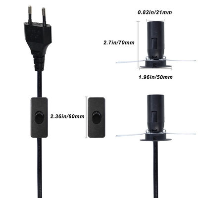 Cable d'alimentation de lampe à sel de 3 à 6 pieds avec porte-lampe E12 E14 E26 E27 et interrupteur d'allumage/d'arrêt