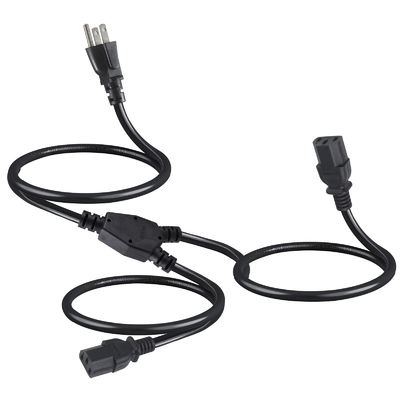 2 sorties Y Splitter câble d'alimentation de l'ordinateur avec prise de courant alternatif Nema 515P standard et entrée C13