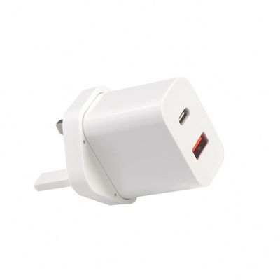 1A+1C Chargeur de voyage USB Chargeur rapide Type C Chargeur à paroi rapide de 30 W UK Qc