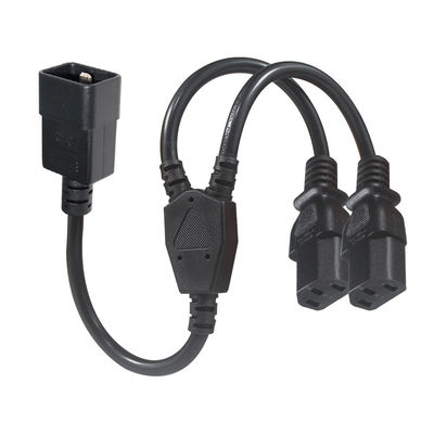 Sortie Y Splitter prise d'alimentation câble d'extension C20 mâle à 2X C13 connecteur féminin 0,75 mm 1,0 mm
