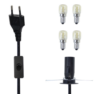 E12 noir porte ampoule prise câble électrique UE 2 broche câble d'alimentation de lampe à sel avec 303 commutateur d'allumage / éteinte