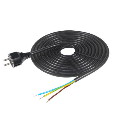 3 broches H05vv-f 3g 0,75mm2 Vde Ac 3 broches dépouillé et en fer blanc câble d'alimentation avec prise Eu fin de bande