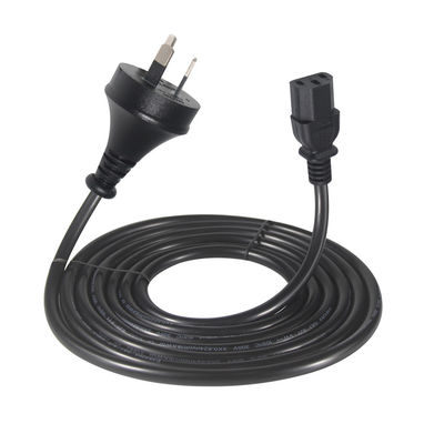 SAA certifié AU 2-Pin Plug to IEC C13 Cordon d'alimentation, 250V 10A H05VV-F 3x0.75mm2 cuivre pur pour PC / serveur / appareil électroménager