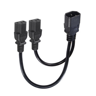 16AWG C14 à 2xC13 câble d'alimentation pour serveur/équipement industriel 300V 10A ROHS certifié 3 prises