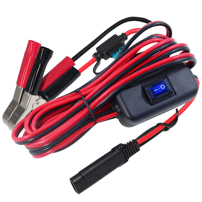 SAE à Alligator Clip câble de batterie avec fusible et commutateur en ligne - 12V Power Extension Lead pour l'énergie solaire, automobile, bricolage