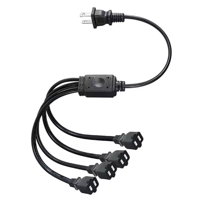 1-à-4 NEMA 1-15P Flat Plug Power Splitter - Économie d'espace 125V 15A Multi-Outlet Extension pour le logement ou le bureau