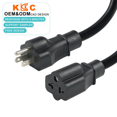 Câbles d'extension à 3 conducteurs 14AWG / 12AWG 15A/20A Fiche NEMA 5-15 / 6-20 vers Prise pour usage industriel, conducteurs robustes