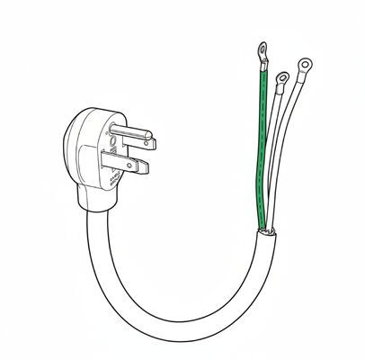 Câble d'alimentation 2m 6AWG 125/250V 50A 3 pôles NEMA 14-50 avec prise vers cosses à anneau #10 pour table de cuisson, cuisinière et alimentation de quai de VR
